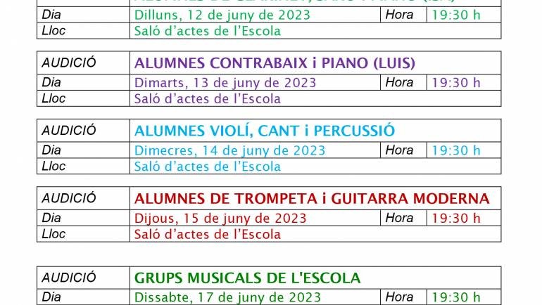 Audiciones 3º trim. 22/23